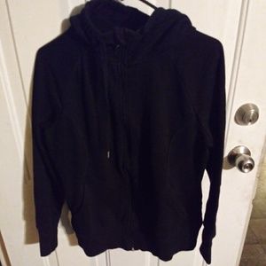 Black Zippered Hooded Jacket